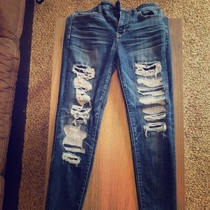 American Eagle Hi Rise Jegging size 4; destroyed